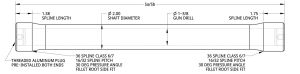 Spidertrax Full Float Shaft 36 Spline, Gun Drilled, 38-44 in. – technische Darstellung 1