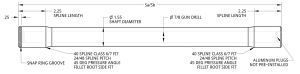 Spidertrax Full Float Shaft 40 Spline, Gun Drilled, 6-38 in. – technische Darstellung 1