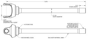 Spidertrax Pro Series Inner Shaft 40 Spline, 6-38 in. – technical detail 1