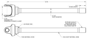Spidertrax Ultimate Inner Shaft 40 Spline, 6-38 in. – technische Darstellung 1