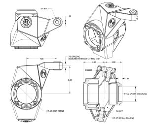 Spidertrax Ultimate Knuckle (3.5 in.) Chromoly, Mid Steering – technical detail 1