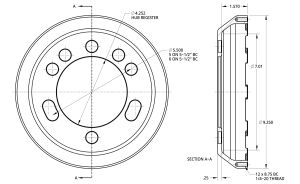 Spidertrax 5-1/2 in. BC Hat for Vented Rotors – technical detail 1