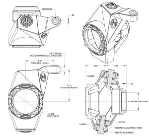 Spidertrax Pro Series Knuckle (4 in.) Chromoly, High Steering – technical detail 1