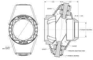 Spidertrax Pro Series Knuckle (4 in.) Chromoly, No Steer Arms – technical detail 1