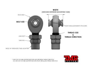 Preview: TMR Customs 1-1/4” Gelenkaugen-Set with Hex Einschweißhülse – Bild 3