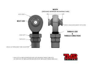 Preview: TMR Customs 7/8” Gelenkaugen-Set with Hex Einschweißhülse – Bild 3