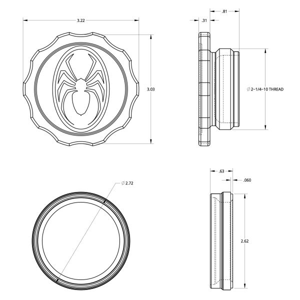 Spidertrax Filler Cap & Steel Bung 2-1/4 in. Thread – technical detail 1