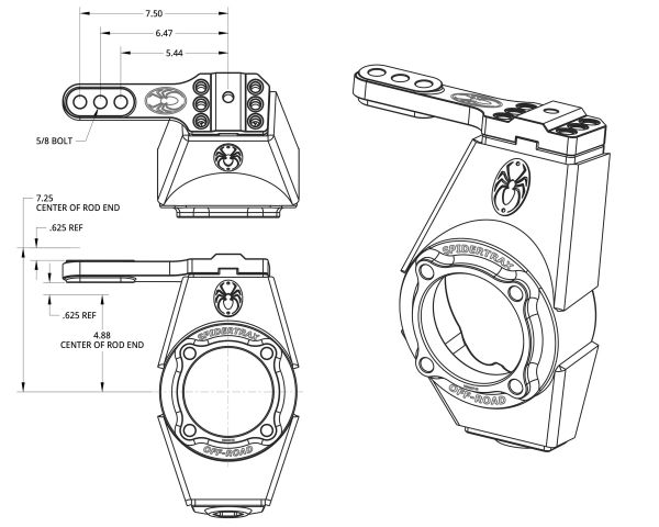 Spidertrax 4140 High Steer Arm (5/8 in.) Driver Side – technical detail 1