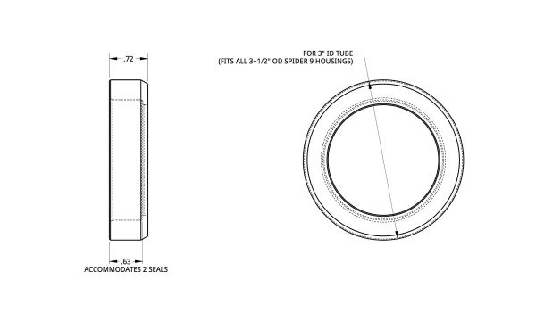 Spidertrax Outboard Seal (3-1/2 in.) for 40-45 Spline Shafts – technical detail 1