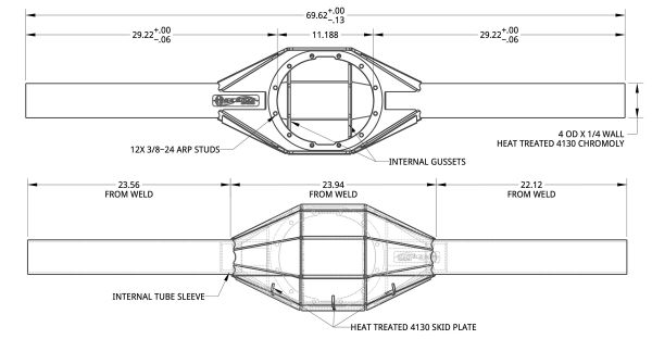 Spidertrax Spider 9 Housing (4 in.) Chromoly, True10 Gears – technical detail 1
