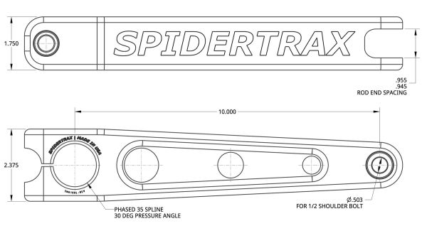 Spidertrax 7075-T6 Sway Bar Arms 10 in. Arm (Pair) – technical detail 1