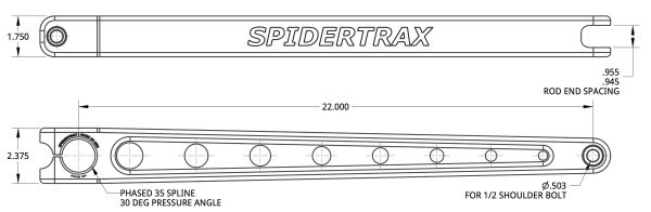 Spidertrax 7075-T6 Sway Bar Arms 22 in. Arm (Pair) – technical detail 1