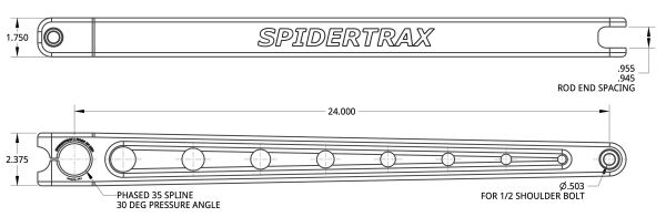 Spidertrax 7075-T6 Sway-Bar-Arme 24 in. Arm (Pair) – technische Darstellung 1