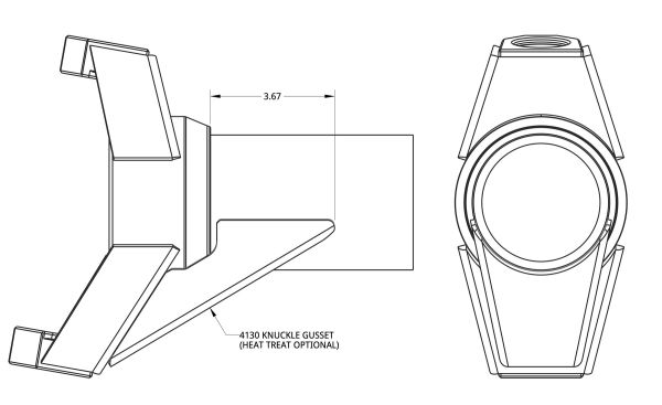 Spidertrax Heat Treated Achsschenkel Verstärkungs 4" Achsgehäuse – technische Darstellung 1